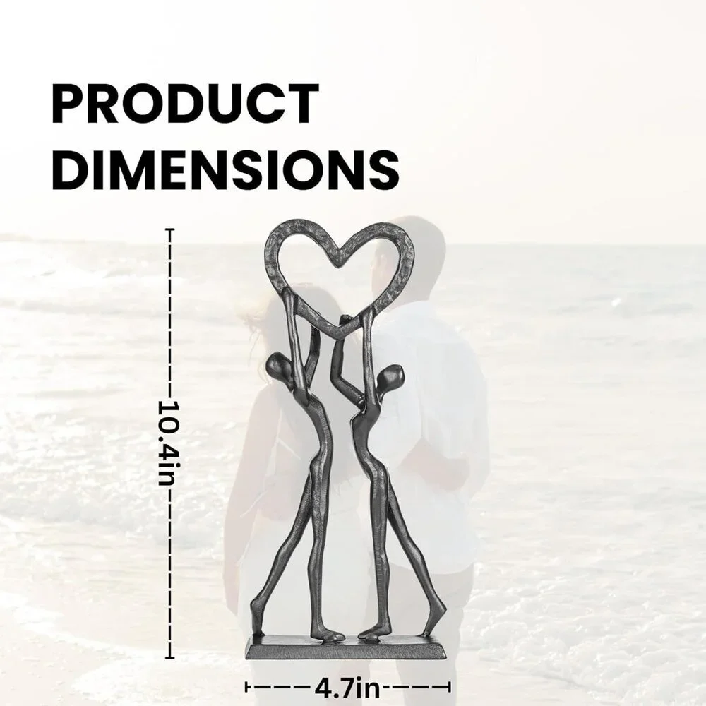 Modern Iron Sculpture Anniversary Hand Crafted Love Sculptures Figurines Décor